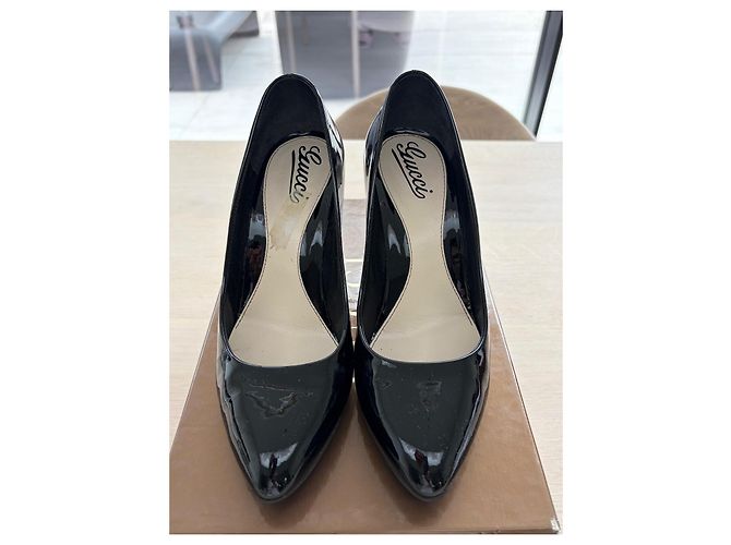 Décolleté Classiche Gucci Pelle Verniciata Nera Nero - vista 4