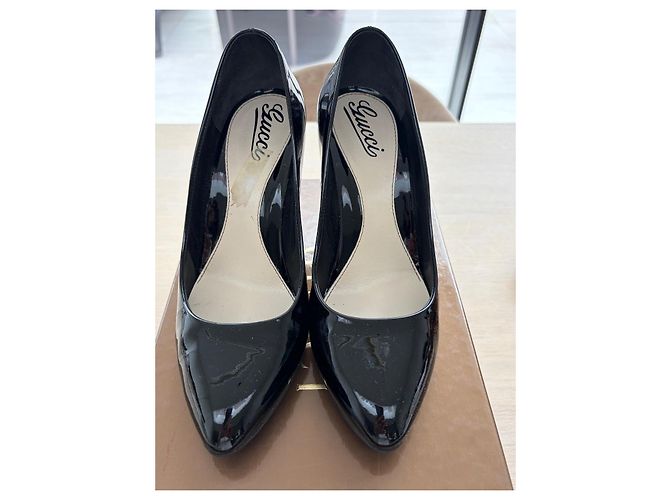 Décolleté Classiche Gucci Pelle Verniciata Nera Nero - vista 5