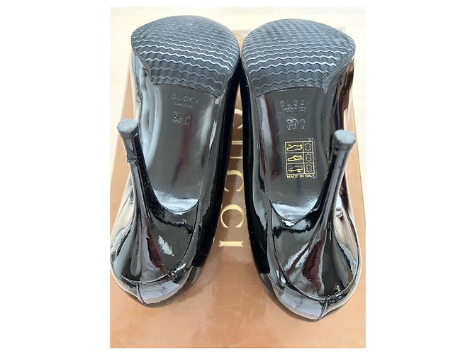 Décolleté Classiche Gucci Pelle Verniciata Nera Nero - vista 7