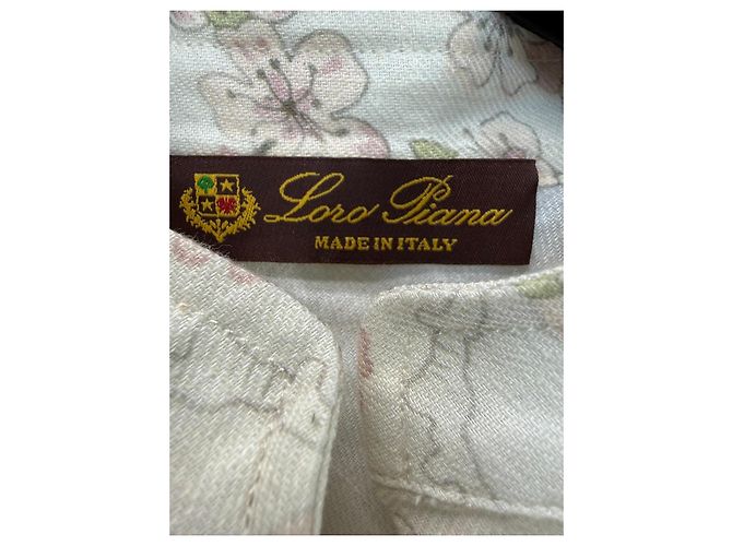 Loro Piana Camicia Stampa Floreale Lino e Cotone Rosa Crudo - vista 2
