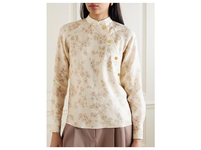 Loro Piana Camicia Stampa Floreale Lino e Cotone Rosa Crudo - vista 6