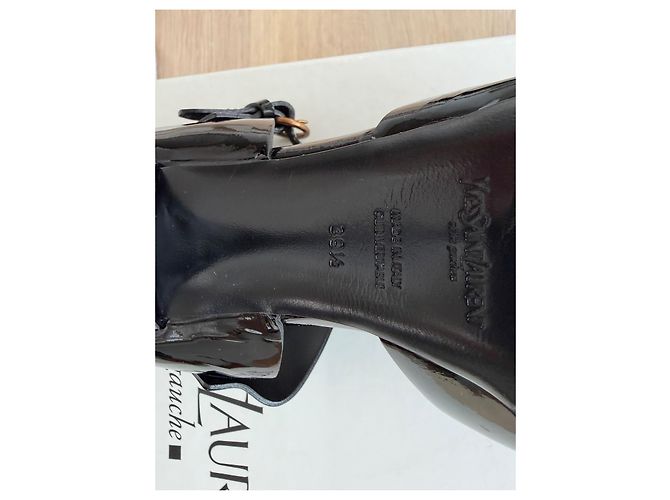 Sandali Saint Laurent Enkel in pelle verniciata nera Nero - vista 10