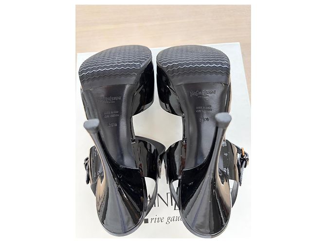 Sandali Saint Laurent Enkel in pelle verniciata nera Nero - vista 11