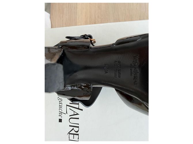 Sandali Saint Laurent Enkel in pelle verniciata nera Nero - vista 5
