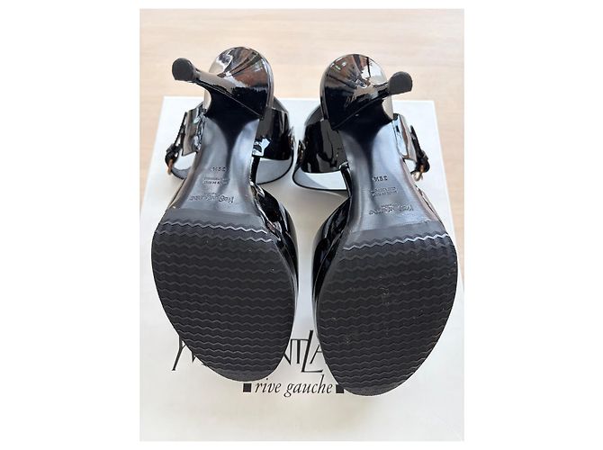 Sandali Saint Laurent Enkel in pelle verniciata nera Nero - vista 6