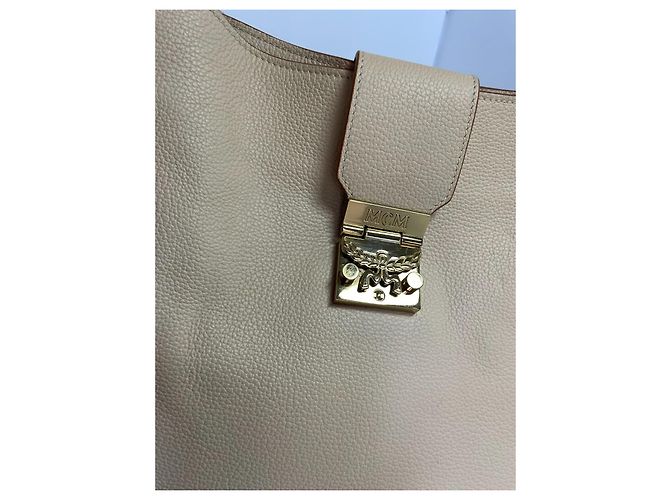 Borsa a tracolla MCM Patricia Hobo in pelle - Beige - vista 5