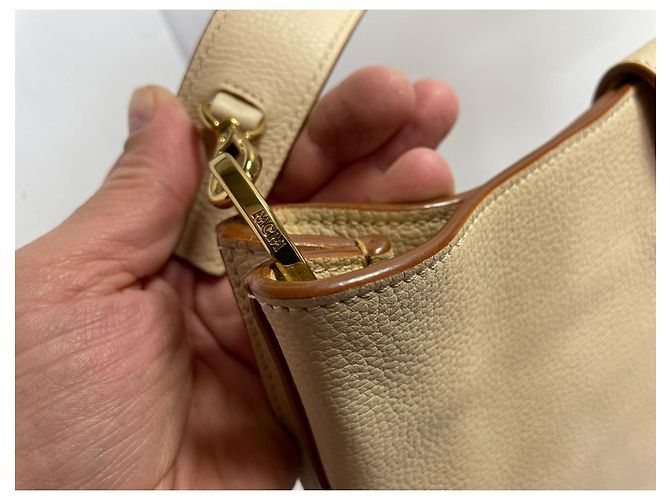 Borsa a tracolla MCM Patricia Hobo in pelle - Beige - vista 6