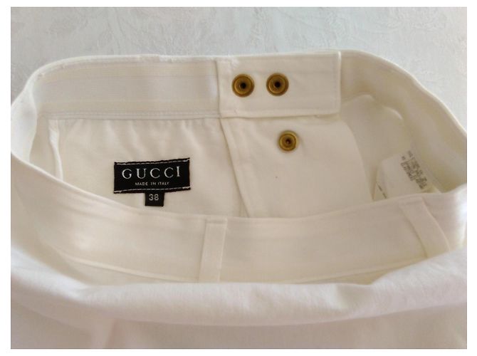 Falda corta de algodón blanca Gucci Blanco - vista 3