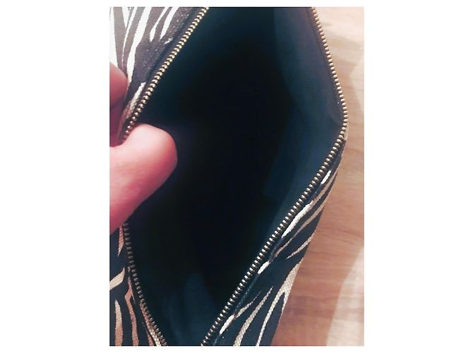 Roberto Cavalli Zebra-Print Clutch Leinen/Baumwolle Schwarz Creme - Ansicht 10