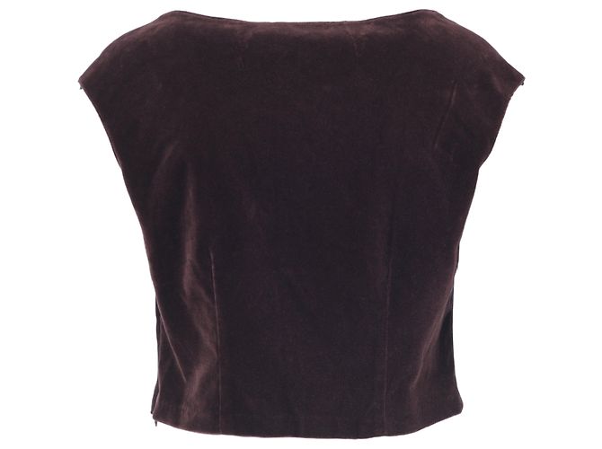 Top in velluto e tulle floreale Blumarine Marrone - vista 4