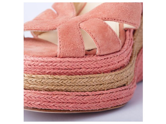 Autre Marque Sandali con zeppa in espadrille in suede rosa Paloma Barceló - vista 4