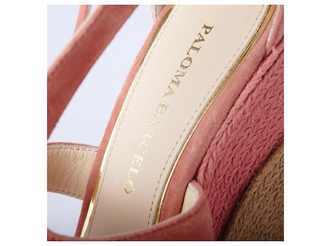 Autre Marque Sandali con zeppa in espadrille in suede rosa Paloma Barceló - vista 5