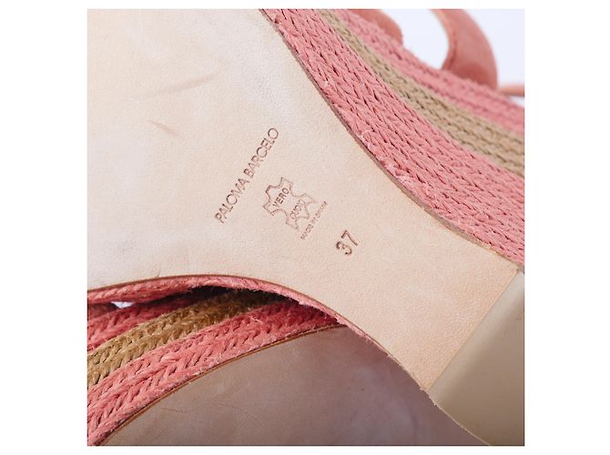 Autre Marque Sandali con zeppa in espadrille in suede rosa Paloma Barceló - vista 8