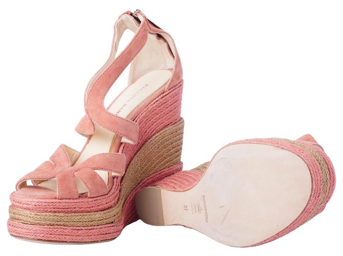 Autre Marque Sandali con zeppa in espadrille in suede rosa Paloma Barceló - vista 9