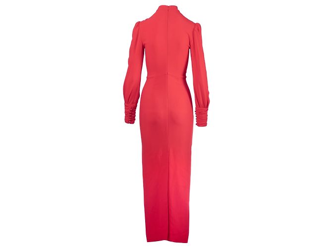 Autre Marque Maxikleid in Korallenrot mit verzierten Schultern von Alessandra Rich - Ansicht 3