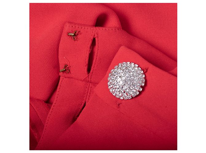Autre Marque Maxikleid in Korallenrot mit verzierten Schultern von Alessandra Rich - Ansicht 6