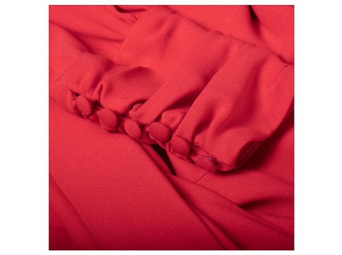 Autre Marque Maxikleid in Korallenrot mit verzierten Schultern von Alessandra Rich - Ansicht 7