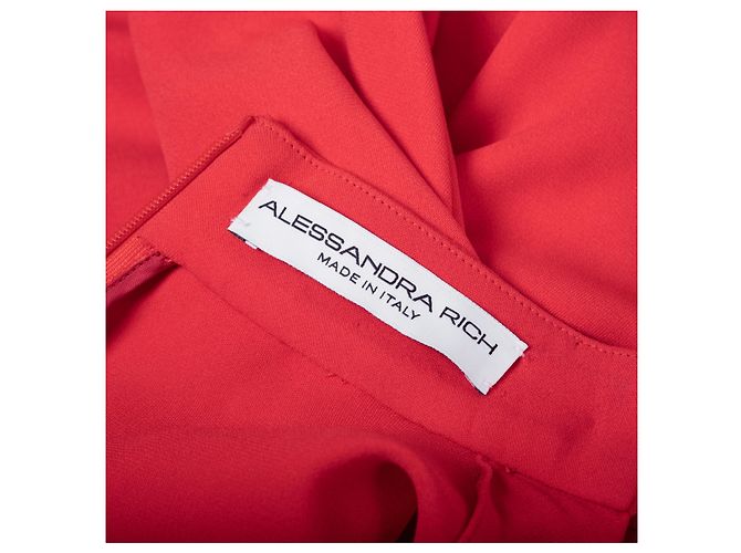 Autre Marque Maxikleid in Korallenrot mit verzierten Schultern von Alessandra Rich - Ansicht 8