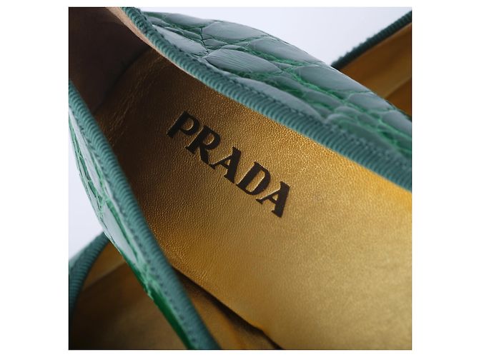 Bailarinas de cocodrilo exótico Prada Verde - vista 5