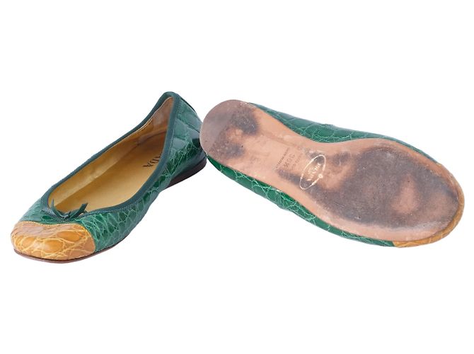 Bailarinas de cocodrilo exótico Prada Verde - vista 6
