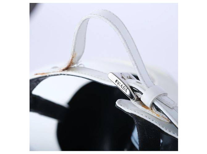 Sandali con zeppa piattaforma in pelle bianca T-Strap di Prada Bianco - vista 5