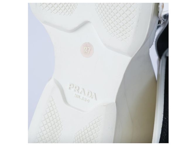 Sandali con zeppa piattaforma in pelle bianca T-Strap di Prada Bianco - vista 8