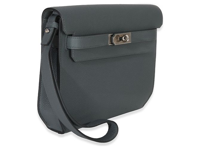 Hermès Bleu Orage Togo Kelly Depeches 25 PHW Marrone - vista 4