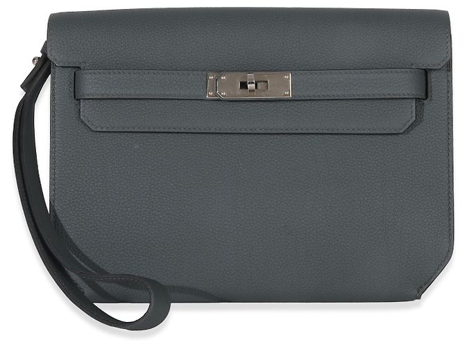 Hermès Bleu Orage Togo Kelly Depeches 25 PHW Marrone - vista 7