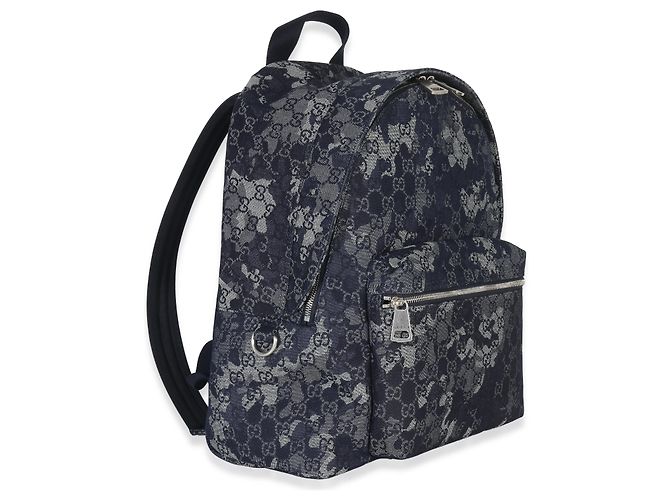 Gucci Navy Jacquard Denim GG Monogram Rucksack Blau - Ansicht 2