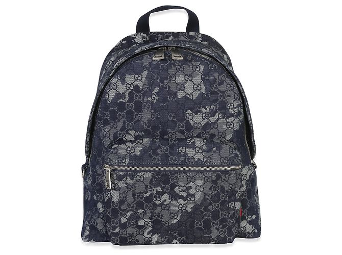 Gucci Navy Jacquard Denim GG Monogram Rucksack Blau - Ansicht 7