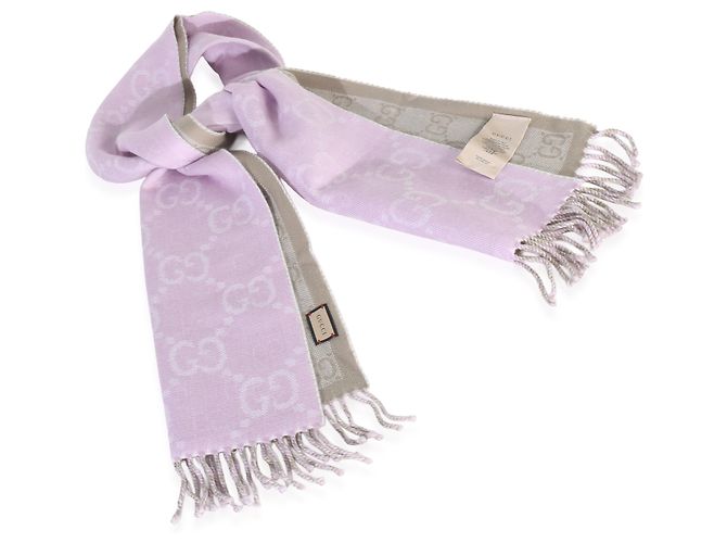 Sciarpa in lana GG monogramma con frange Gucci viola - vista 2