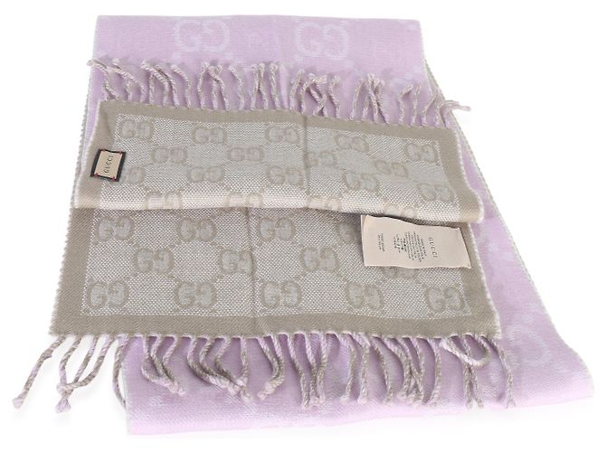 Sciarpa in lana GG monogramma con frange Gucci viola - vista 3
