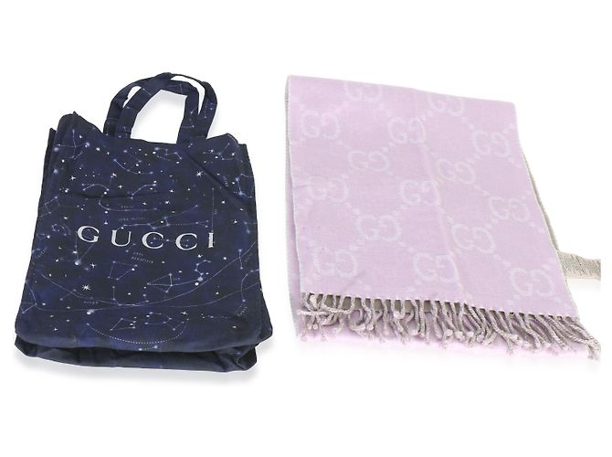 Sciarpa in lana GG monogramma con frange Gucci viola - vista 4