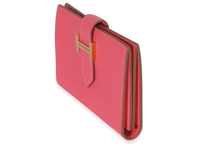 Cartera Tarjetero Hermès Rose Lipstick Chevre Mysore Bearn GHW Rosa - vista 3
