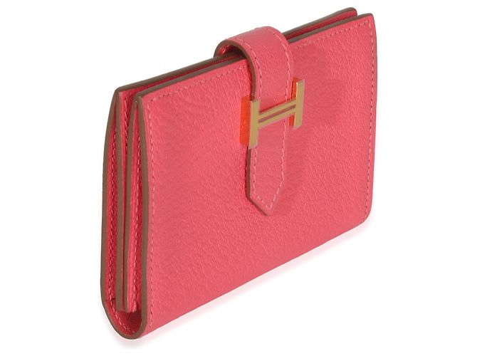 Cartera Tarjetero Hermès Rose Lipstick Chevre Mysore Bearn GHW Rosa - vista 4