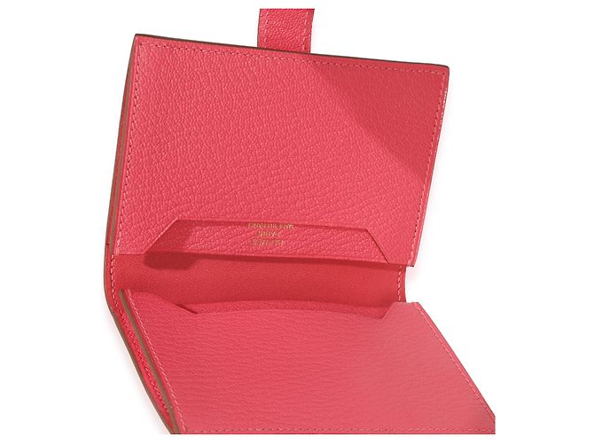 Cartera Tarjetero Hermès Rose Lipstick Chevre Mysore Bearn GHW Rosa - vista 5