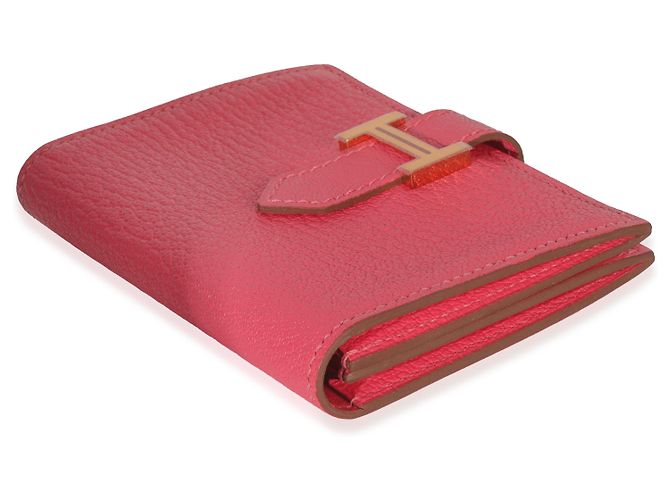 Cartera Tarjetero Hermès Rose Lipstick Chevre Mysore Bearn GHW Rosa - vista 6