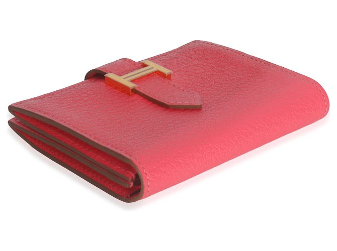 Cartera Tarjetero Hermès Rose Lipstick Chevre Mysore Bearn GHW Rosa - vista 7