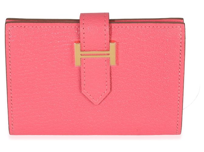 Cartera Tarjetero Hermès Rose Lipstick Chevre Mysore Bearn GHW Rosa - vista 8
