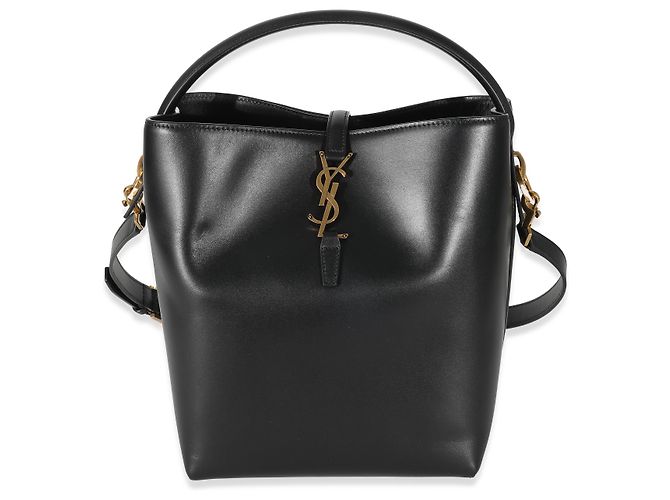 Borsa a secchiello Le 37 in pelle di vitello nera lucida Saint Laurent Nero - vista 7