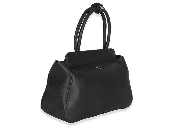 Prada Mittlere Tote aus Schwarzem Weichem Kalbsleder - Ansicht 3