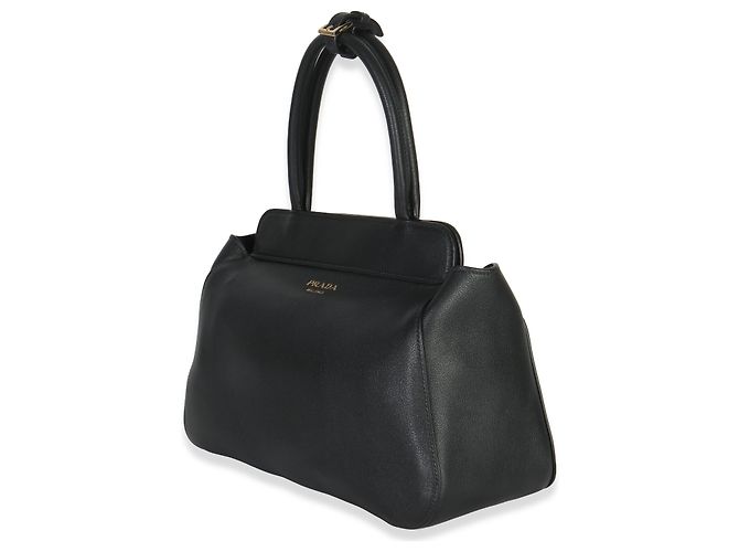 Prada Mittlere Tote aus Schwarzem Weichem Kalbsleder - Ansicht 4