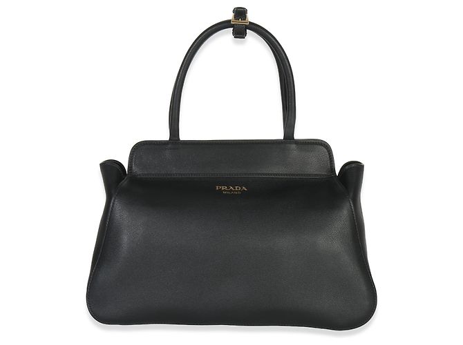 Prada Mittlere Tote aus Schwarzem Weichem Kalbsleder - Ansicht 7