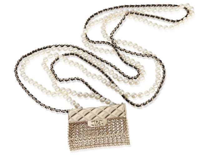 Timeless Collana a forma di borsa a flap Chanel placcata oro 2022 - vista 3