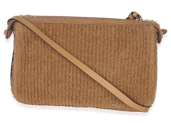 Borsa a spalla Simply Fendi media in vitello shearling Miele Scuro Marrone - vista 2