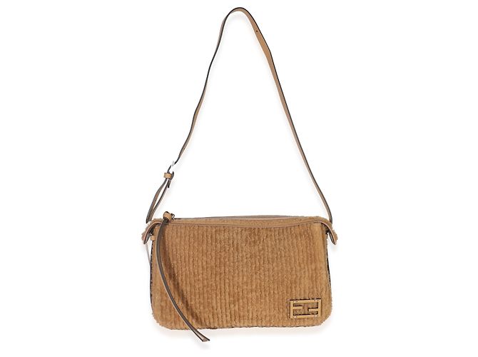 Borsa a spalla Simply Fendi media in vitello shearling Miele Scuro Marrone - vista 5