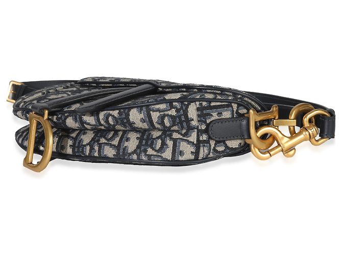 Borsa Mini Saddle in Tela Obliqua Blu Christian Dior - vista 6