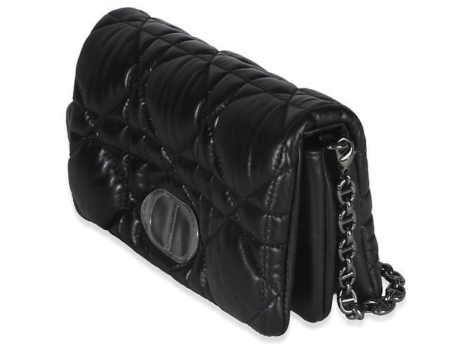 Borsa Mini Caro Macrocannage Nera in Pelle di Vitello Puff Christian Dior Nero - vista 3