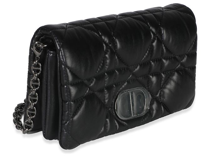 Borsa Mini Caro Macrocannage Nera in Pelle di Vitello Puff Christian Dior Nero - vista 4