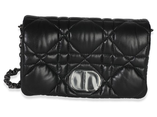 Borsa Mini Caro Macrocannage Nera in Pelle di Vitello Puff Christian Dior Nero - vista 8